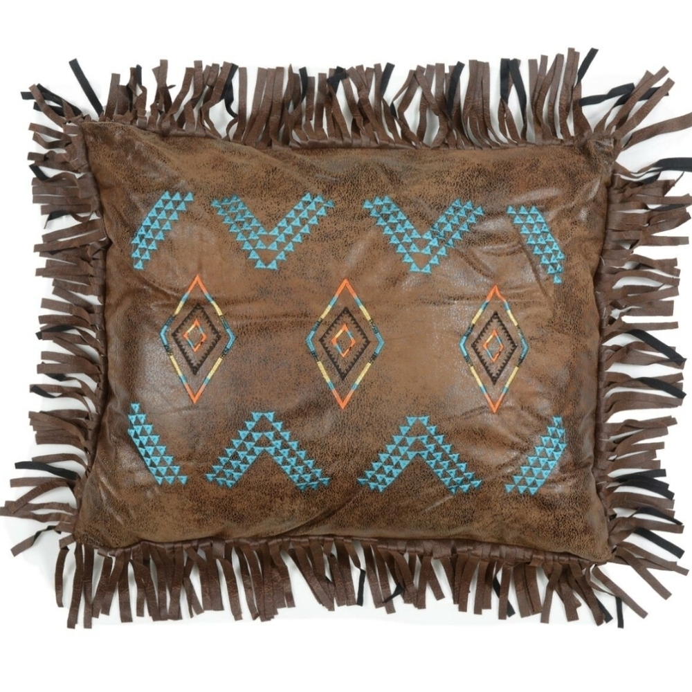 Western Fringe Pillow Desert Dance Embroidered Diamonds